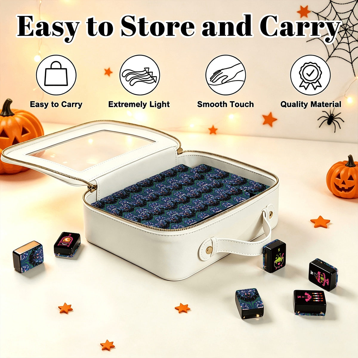 Batty folk art Gothic Dessert Halloween Mahjong Tiles multi layer