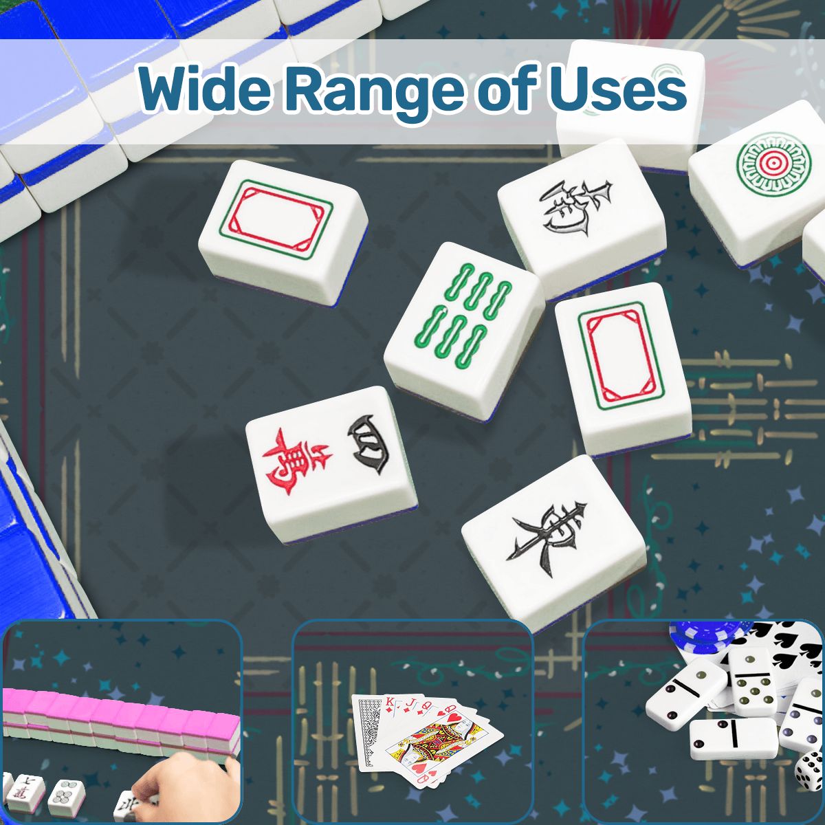 Roaring 20’s on Teal Mini Mahjong Mat 20.9"x20.9" (Ship Rolled up)