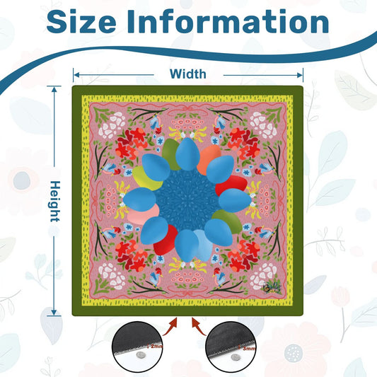 Bright eggs and flowers mahjong mat by Brewtifully, detail