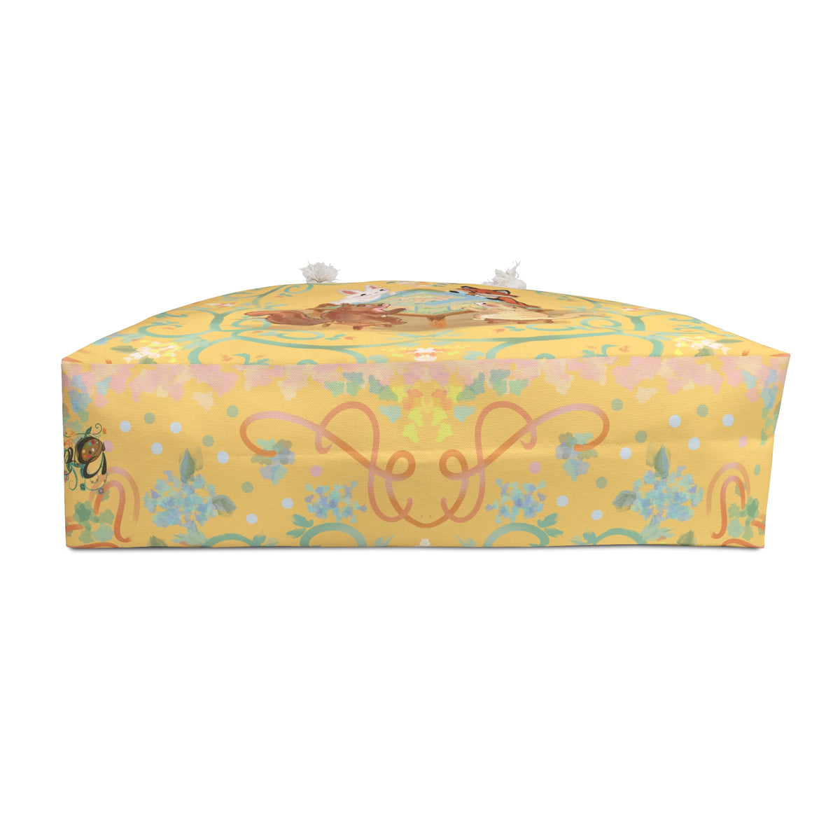 Sunny yellow Woodland Game Night Weekender Bag — Cute Rabbit, Fox & Squirrel Mahjong Game Tote
