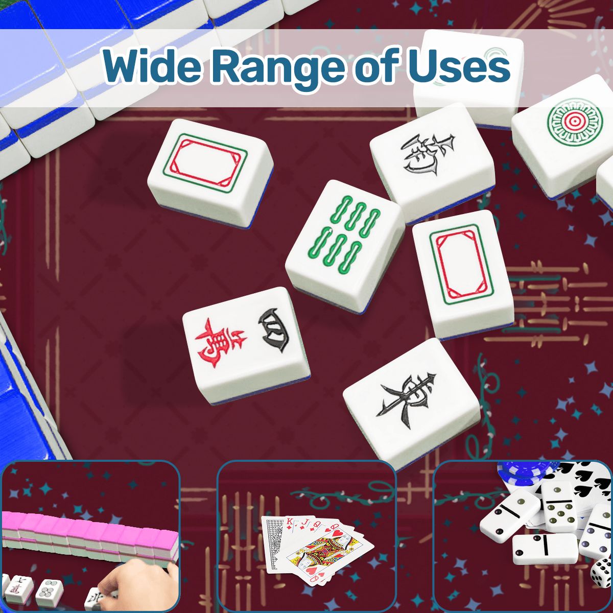 Roaring 20’s-burgundy- Mini Travel Mahjong Mat 20.9"x20.9" (Ship Rolled up)