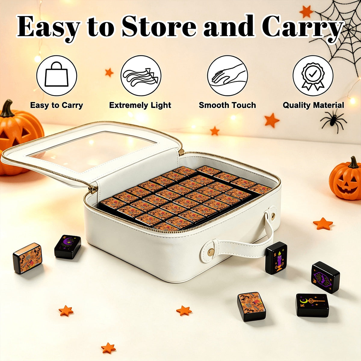 Sistas on Orange with Pumpkin Hex Halloween Mahjong Tiles Single Layer