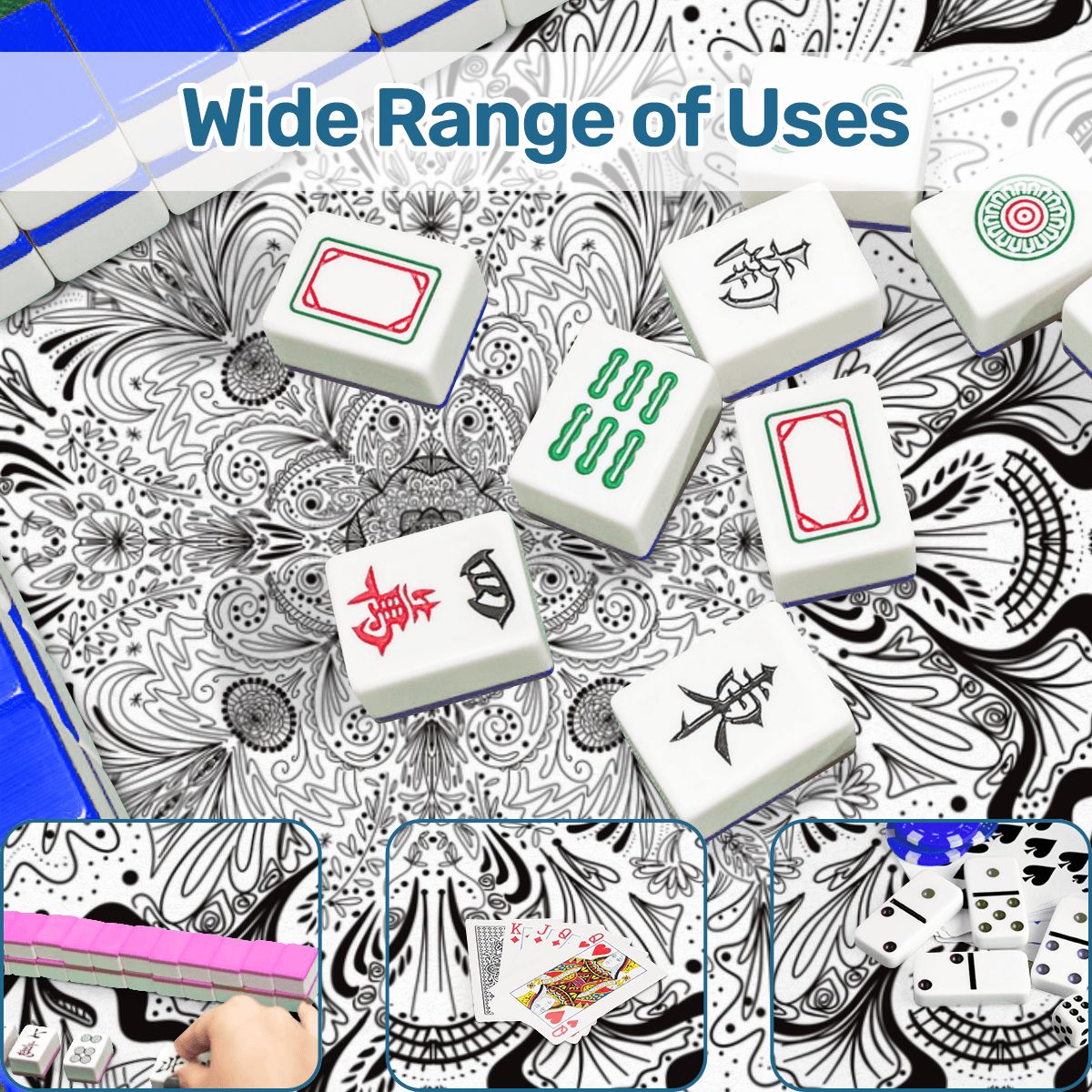 Black on white bandana Mini Travel Mahjong Mat 20.9"x20.9" (Ship Rolled up)