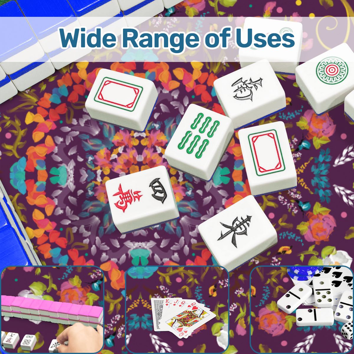 Summer on Magenta Mini Travel Mahjong Mat 20.9"x20.9" (Ship Rolled up)