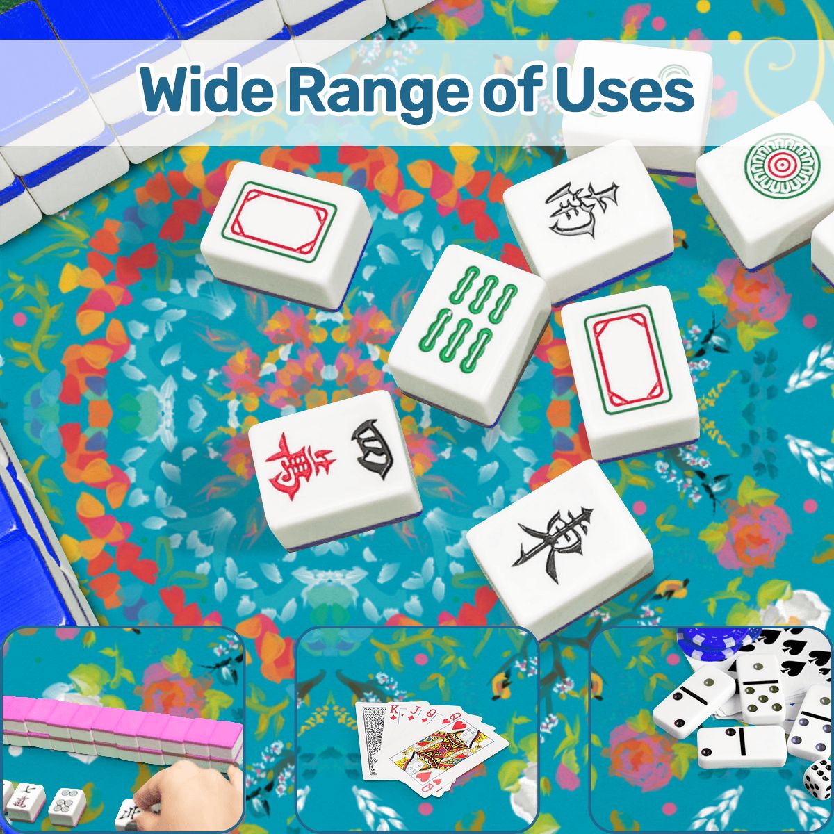 Summer on turquoise Mini travel Mahjong Mat 20.9"x20.9" (Ship Rolled up)