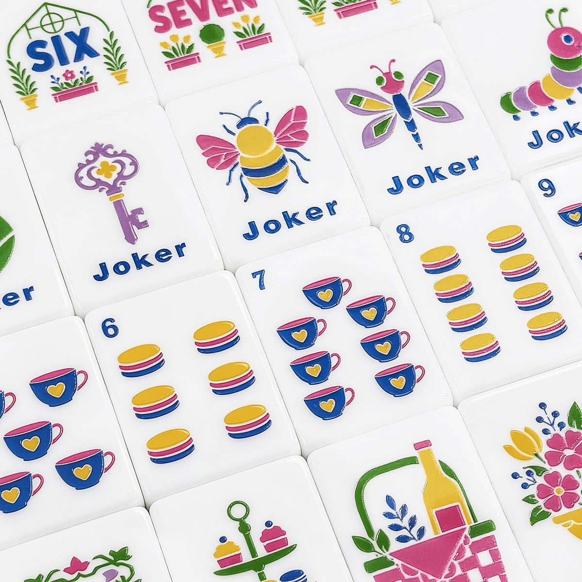 Yellow Mahjong Tiles Set (Floral Garden Style) (Single Layer)