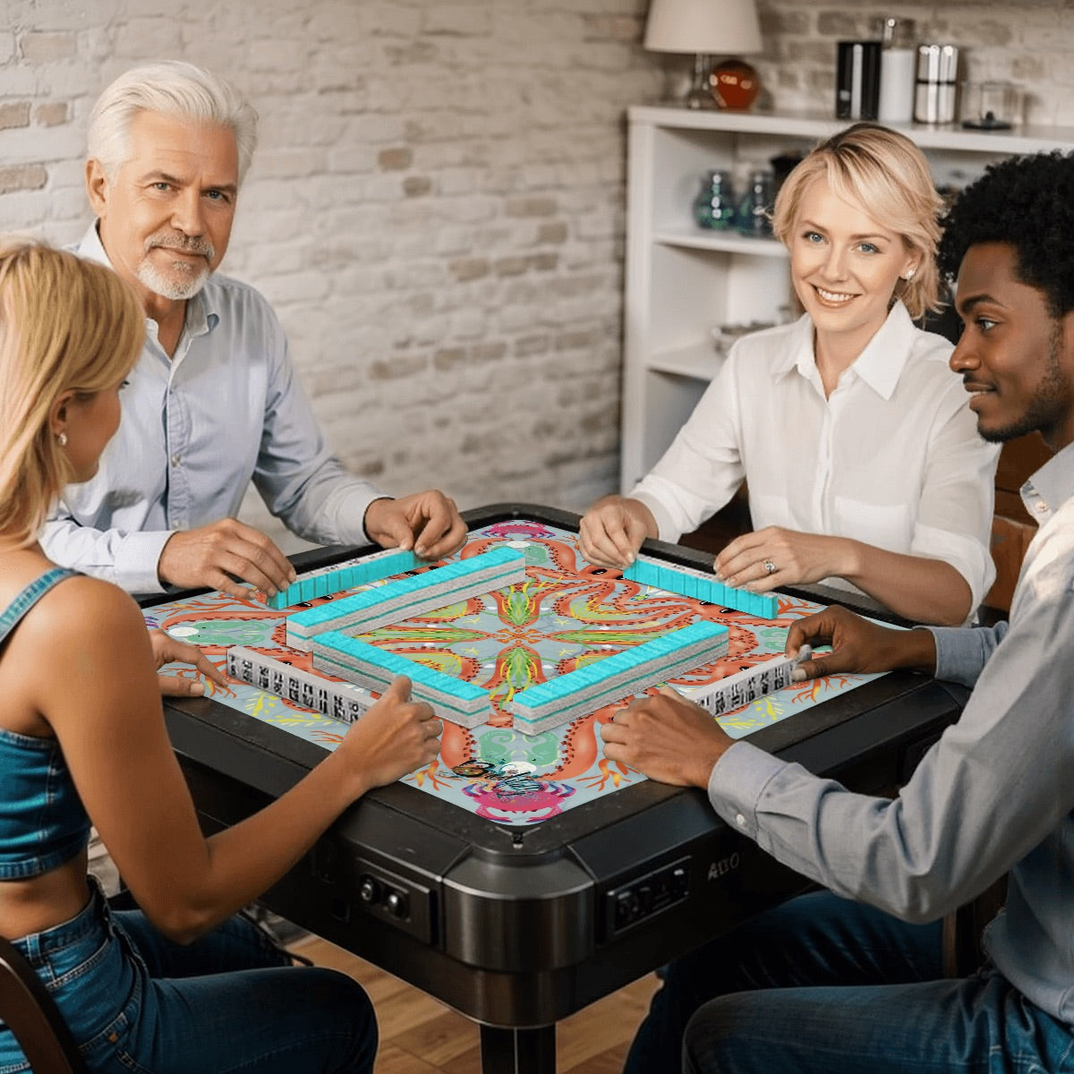 Pastel Octopus Mahjong Mat 31.5"x31.5" (Ship Rolled up)