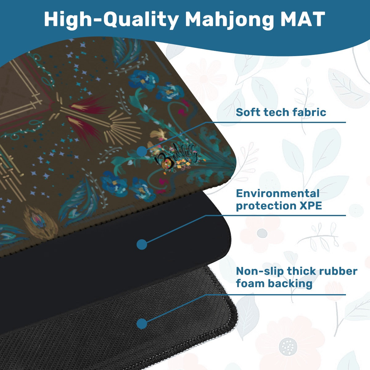 Mahjong Mats- Rubber-backed mini travel size 20.9”-22”