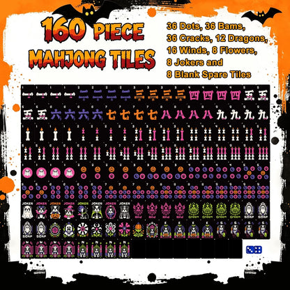 Pumpkin patch - Wicked Bulldog Halloween Mahjong Tiles  Single Layer