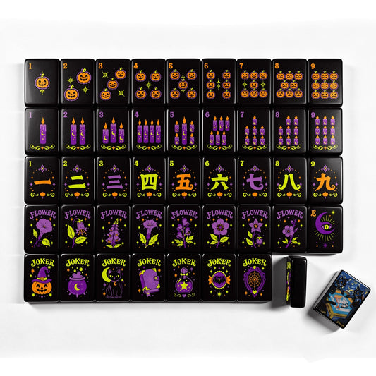 Paws, paws, paws Pumpkin Hex Halloween Mahjong Tiles  Single Layer