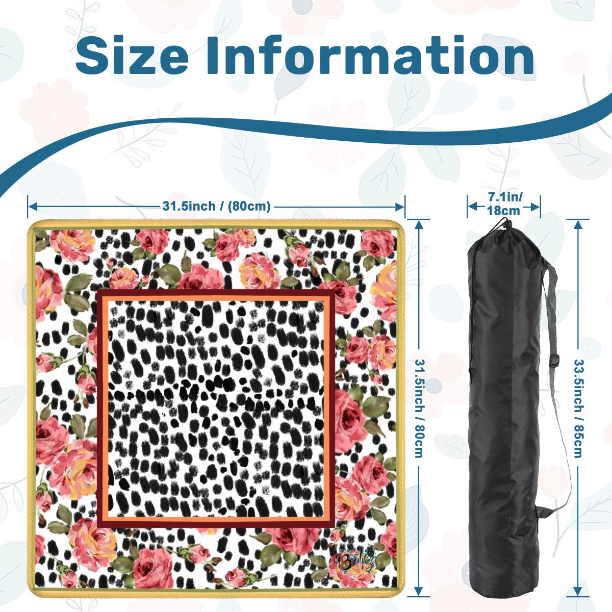 Roses and dots mahjong mat by Brewtifully, detail