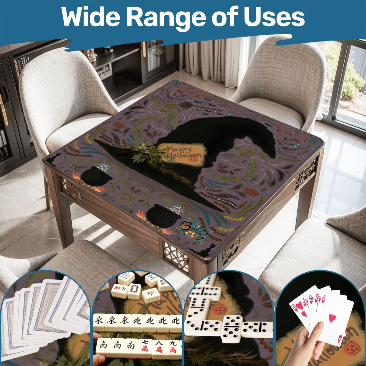 Witchy Halloween series Mahjong Mat 31.5"x31.5" (Ship Rolled up)