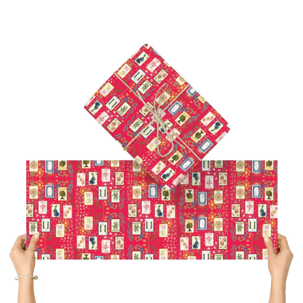 3Pack Gift Wrapping Paper Sheets - Mahjong