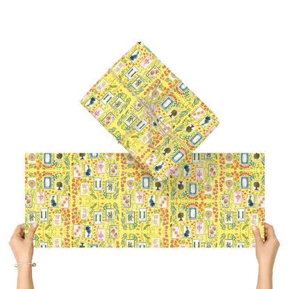 3Pack Gift Wrapping Paper Sheets - Mahjong