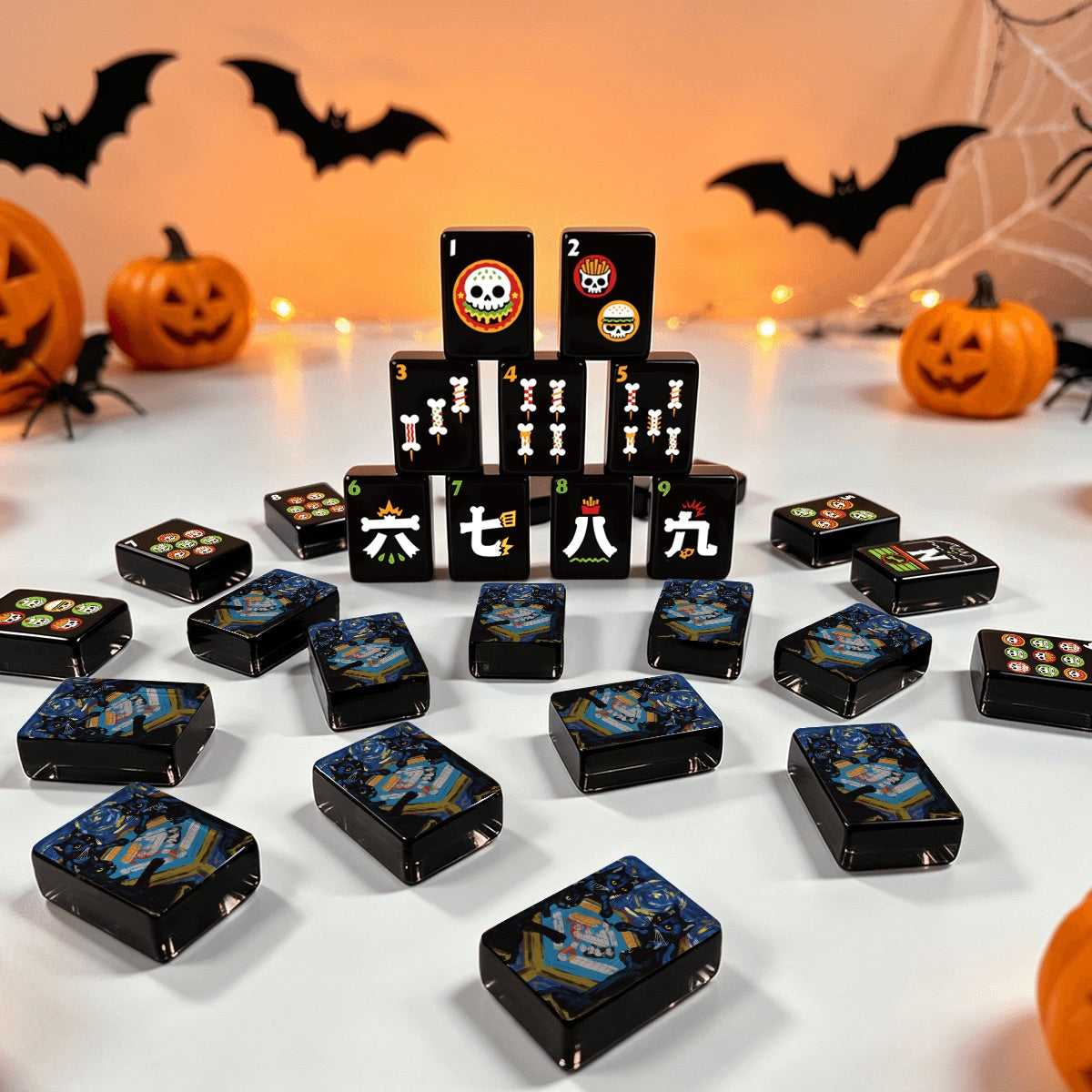 Paws, paws, paws Skull Diner Halloween Mahjong Tiles
