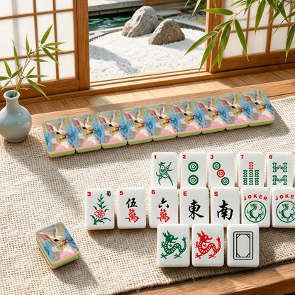 4 layer American Mahjong Tiles Set Painted Bunny