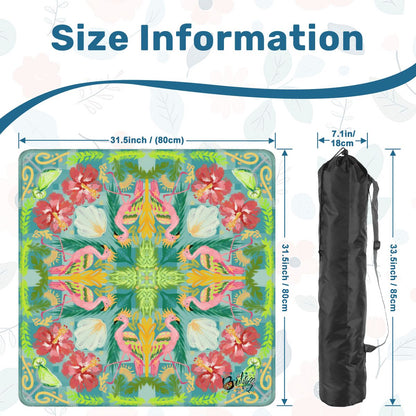 Summer Flamingo on Green Mahjong Mat 31.5"x31.5" (Ship Rolled up)