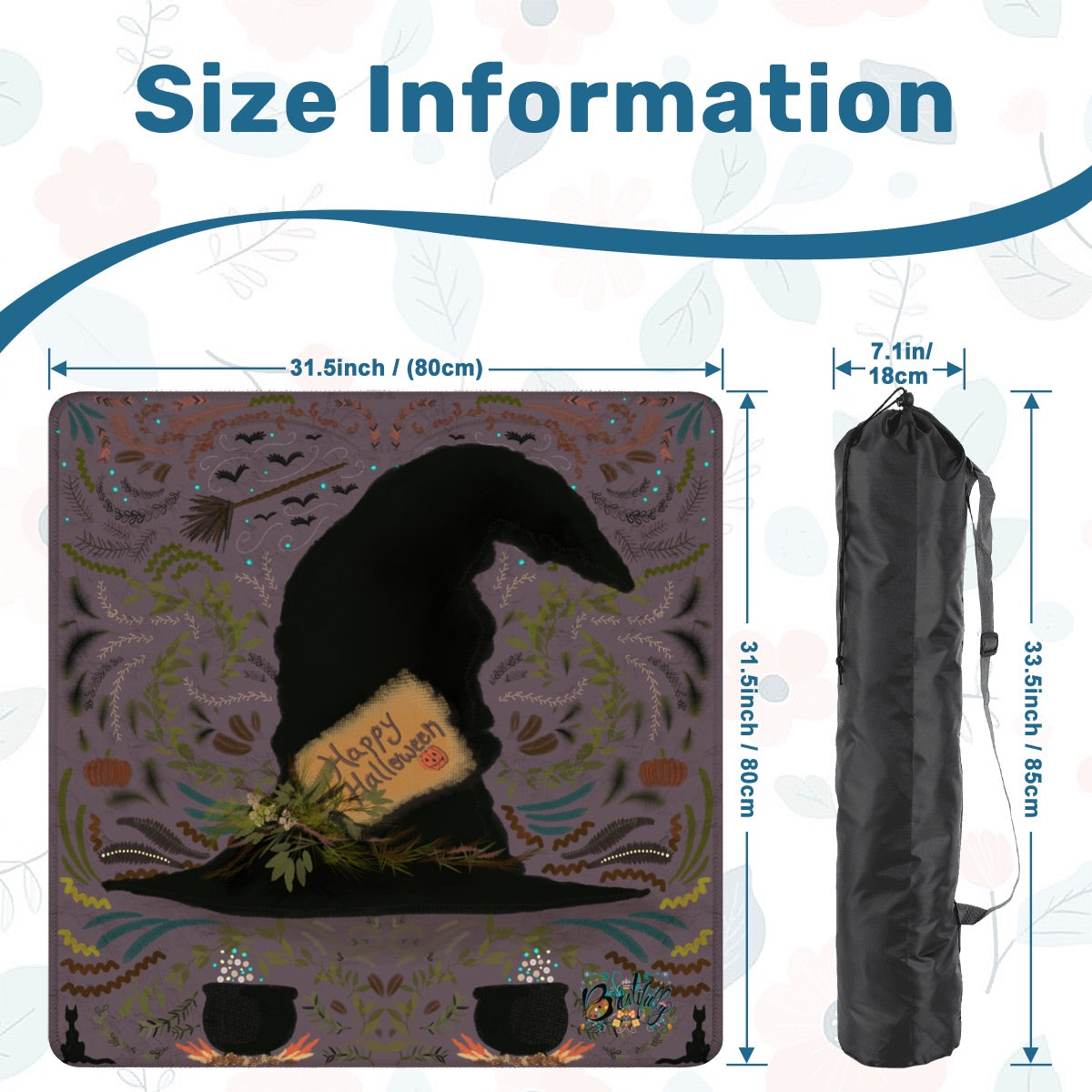 Witchy Halloween series Mahjong Mat 31.5"x31.5" (Ship Rolled up)