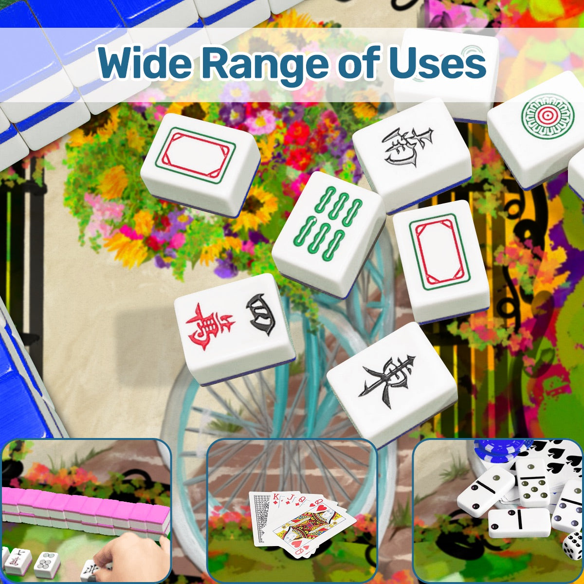 Mahjong Mat 31.5"x31.5" (Ship Rolled up)- Summer bicycle florals