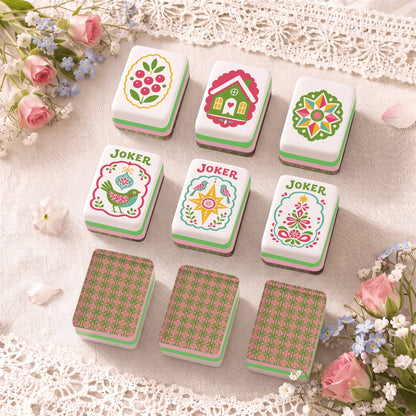 Scandi Folk Art Christmas Mahjong Tiles Preppy lattice