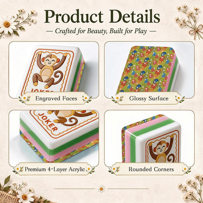 Modern Folk American Mahjong Tiles  4Layer Acrylic in multiple designs