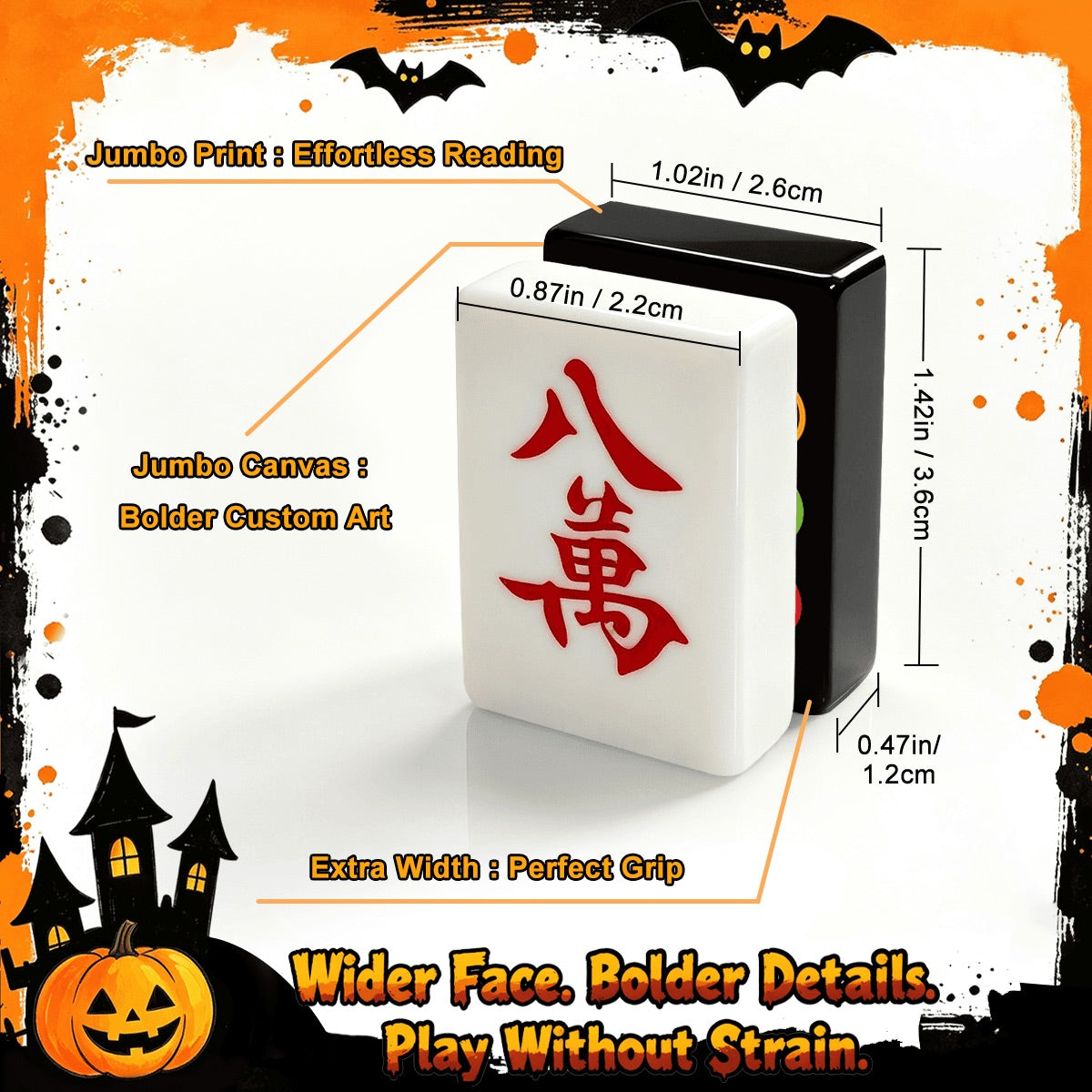 Pumpkin patch - Wicked Bulldog Halloween Mahjong Tiles  Single Layer
