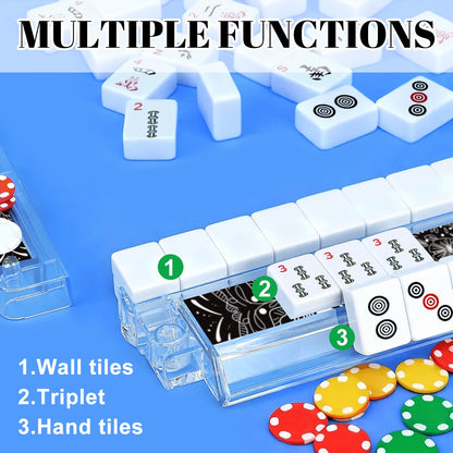 4 Artistic White on Black Mahjong Tile Pusher Racks