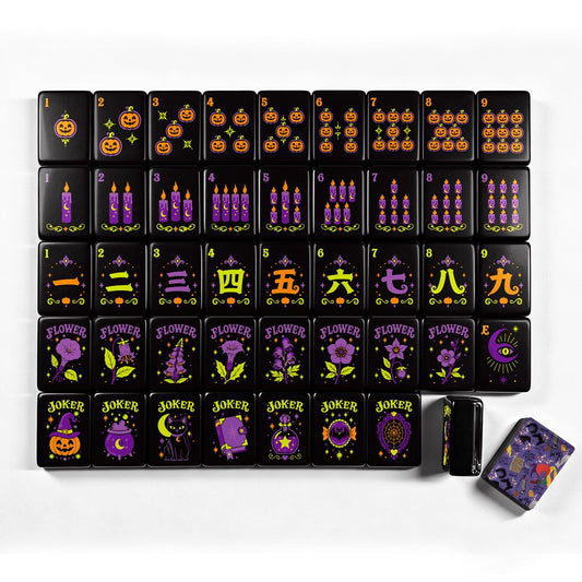 Sistas in purple- with Pumpkin Hex Halloween Mahjong Tiles multi layer