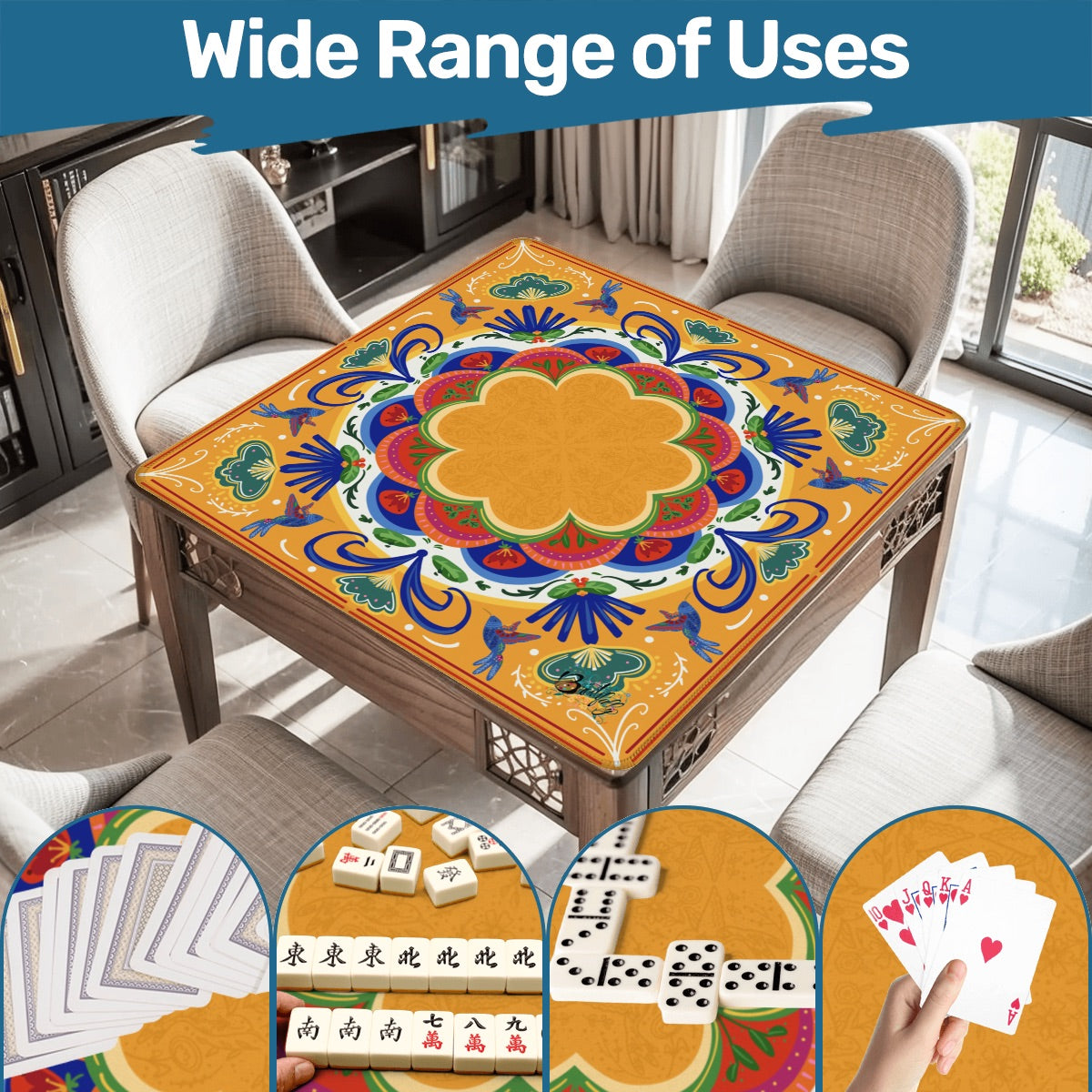 Folk Art - choice of colorway-Mahjong Mat 31.5"x31.5" (Ship Rolled up)
