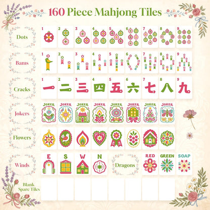 Scandi Folk Art Christmas Mahjong Tiles Green Sweater