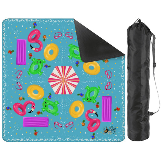 Summer toys hand-illustrated mahjong mat by Brewtifully