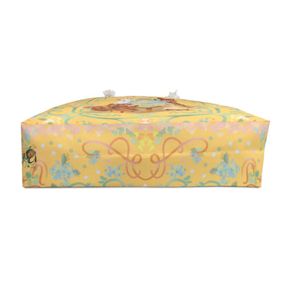 Sunny yellow Woodland Game Night Weekender Bag — Cute Rabbit, Fox & Squirrel Mahjong Game Tote