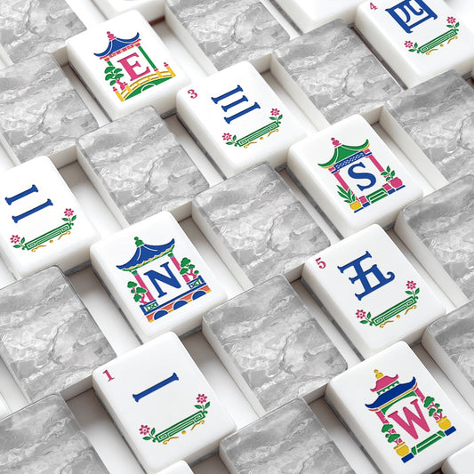 American Mahjong Tiles (Traditional Porcelain Style) Geode Series 1 white marble