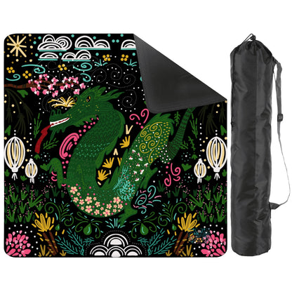 Folk dragon hand-illustrated mahjong mat by Brewtifully