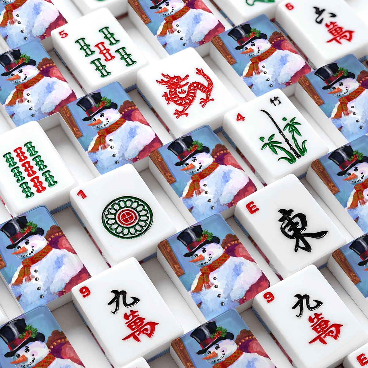 Chill Dude Snowman American Mahjong Tiles