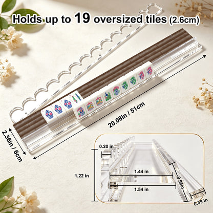 Extended Mahjong Rack Set of 4  Scalloped Magnetic Tile Pusher Bamboo