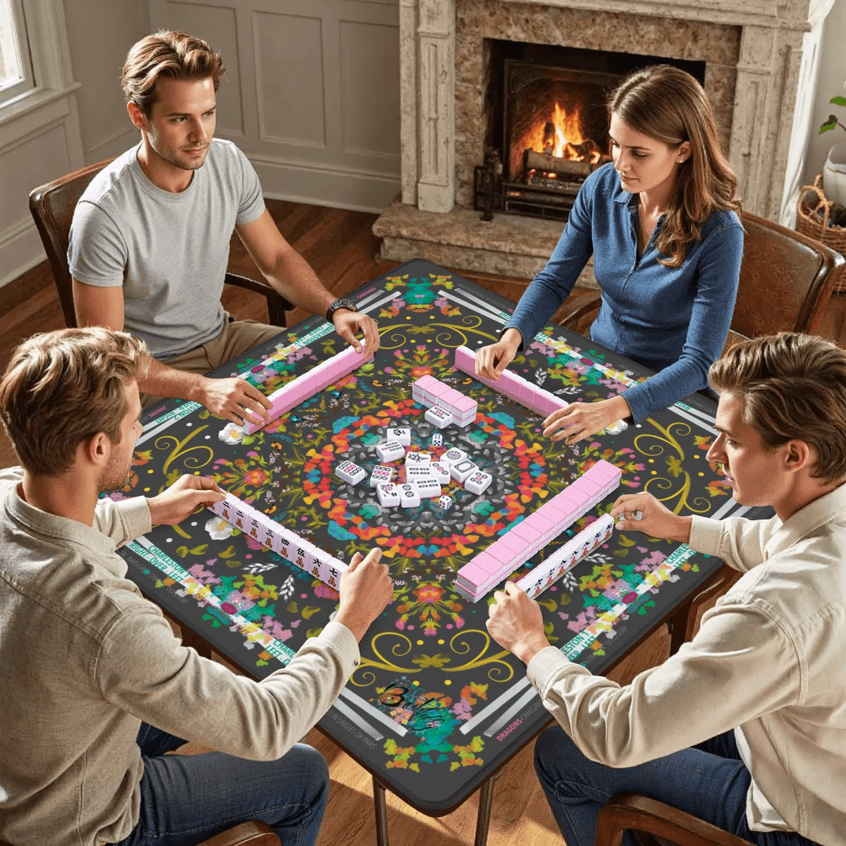 Mahjong Mat (Made in USA) Spring Collection - 2mm w instructions