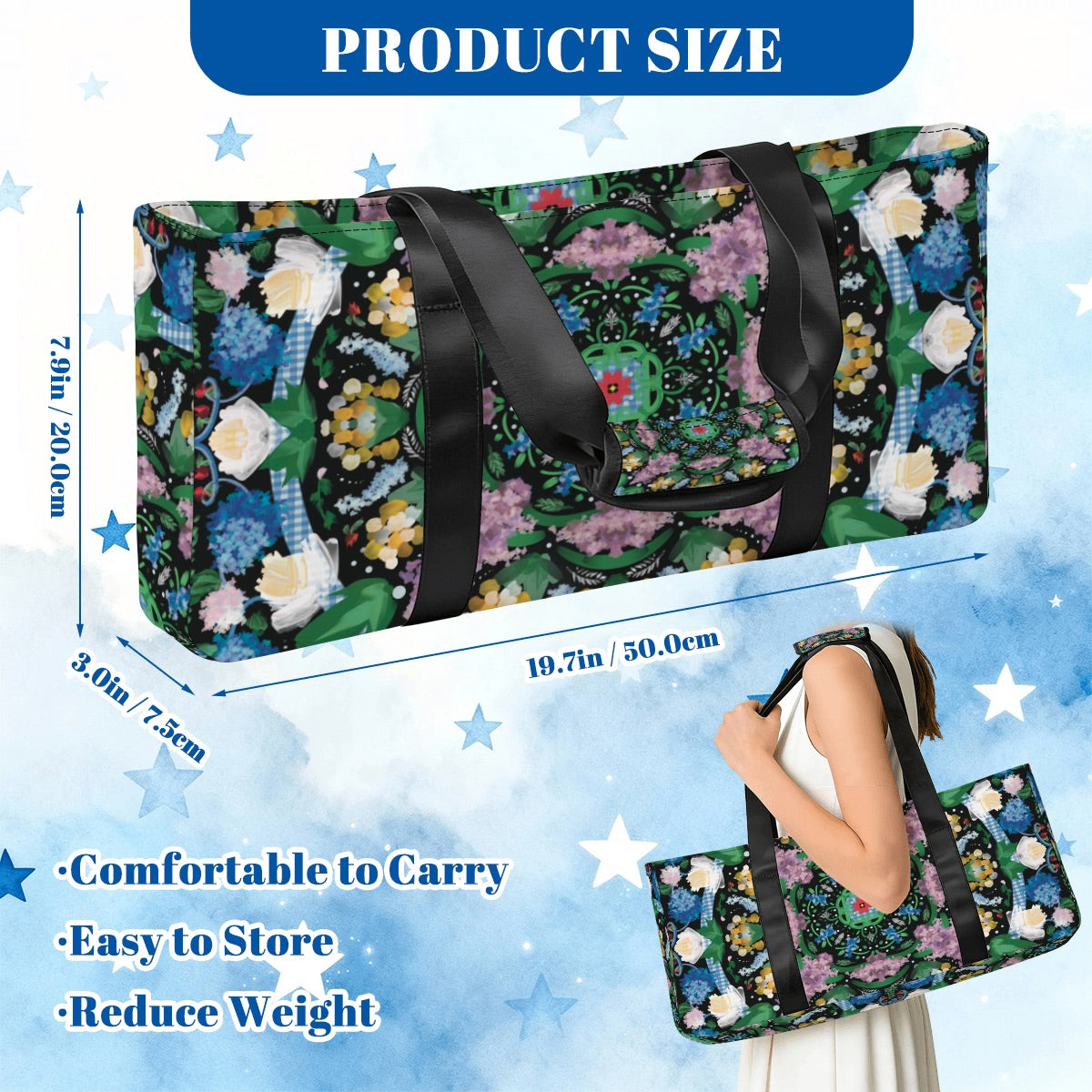 Mahjong Bag Set 3 Pcs Picnic in the flowers-on black