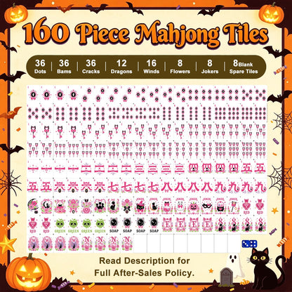 Witch's Familiar Pink & Purple abstract Halloween Mahjong Tiles