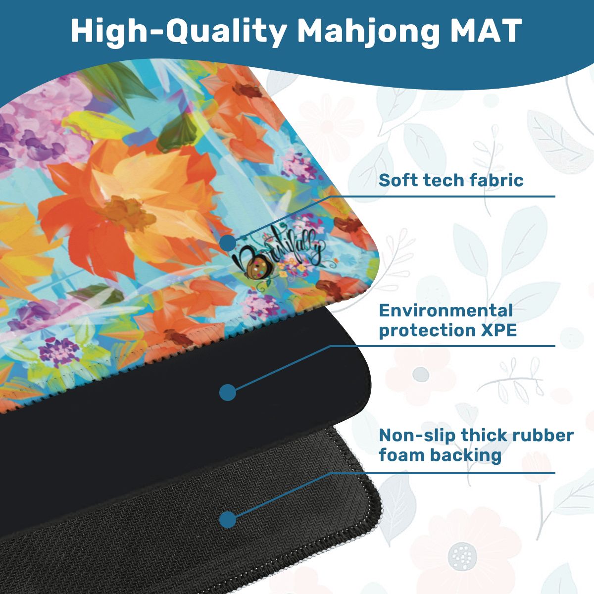 Mahjong Mat (Made in USA) Bright Blooms
