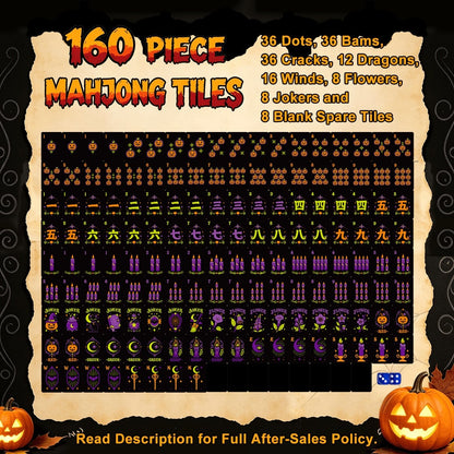 Paws, paws, paws Pumpkin Hex Halloween Mahjong Tiles  Single Layer