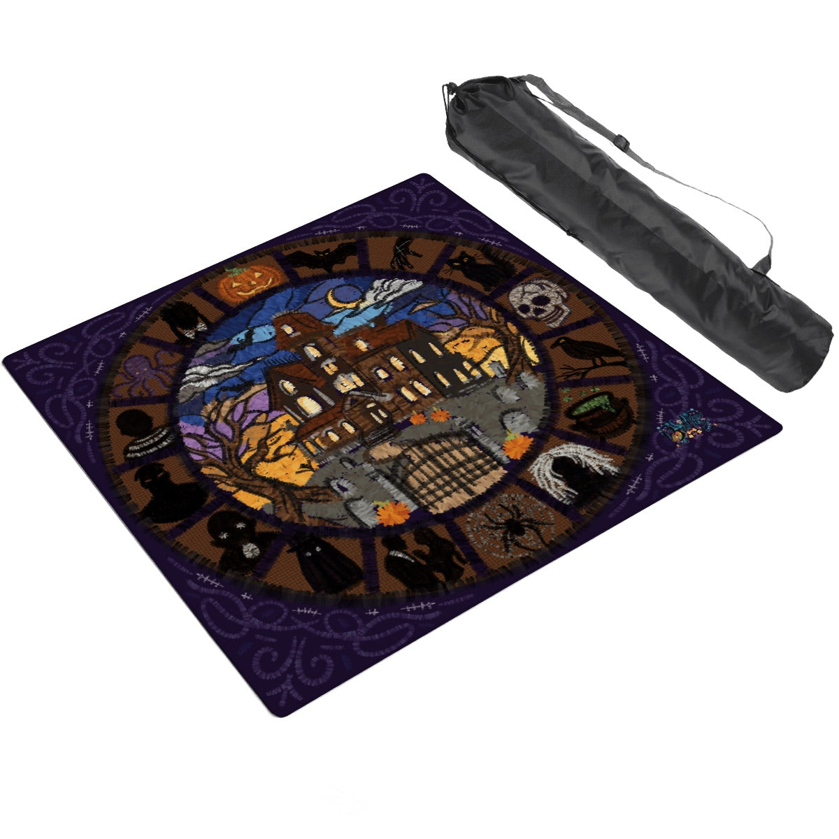 Mahjong Mat SleekSurface Nostalgic Halloween  Scenes