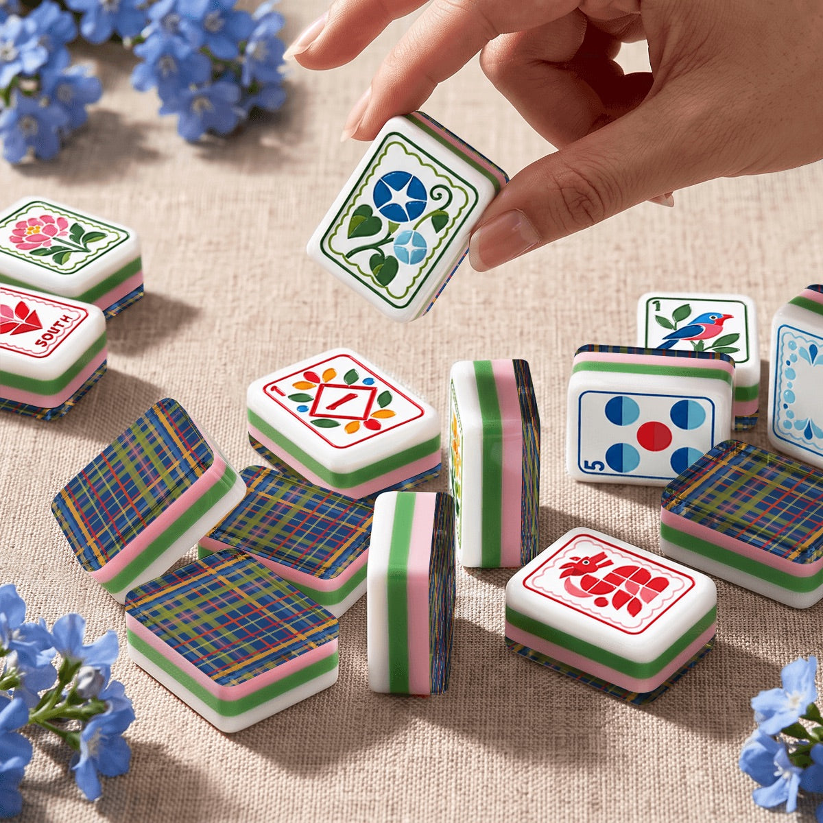 Modern Folk American Mahjong Tiles  4Layer Acrylic in multiple designs