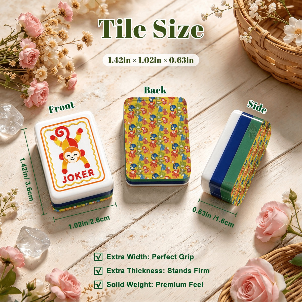 Modern Folk American Mahjong Tiles  4Layer Acrylic in multiple designs