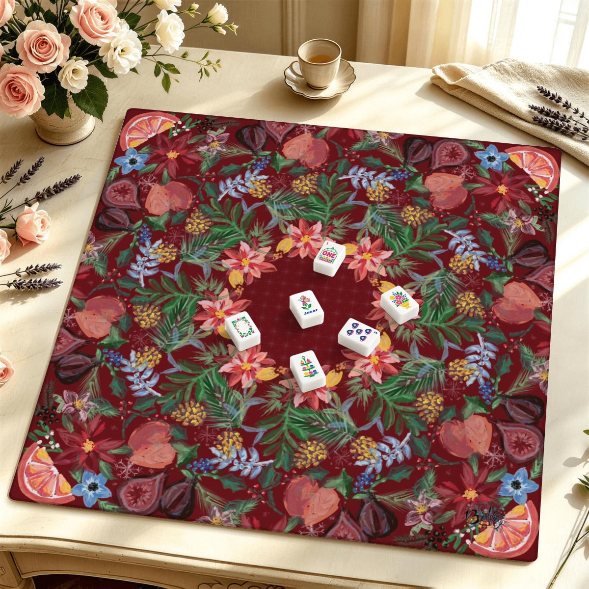Mahjong Mat SleekSurface (Made in USA) Nature’s Holiday Gifts- Multiple colorways