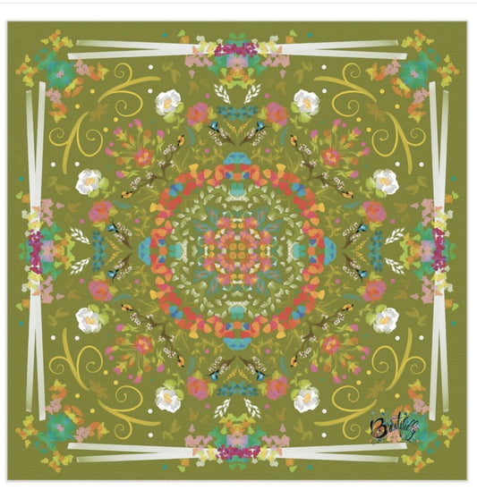 33.5” textured leatherette mahjong mat with bag-Spring Green