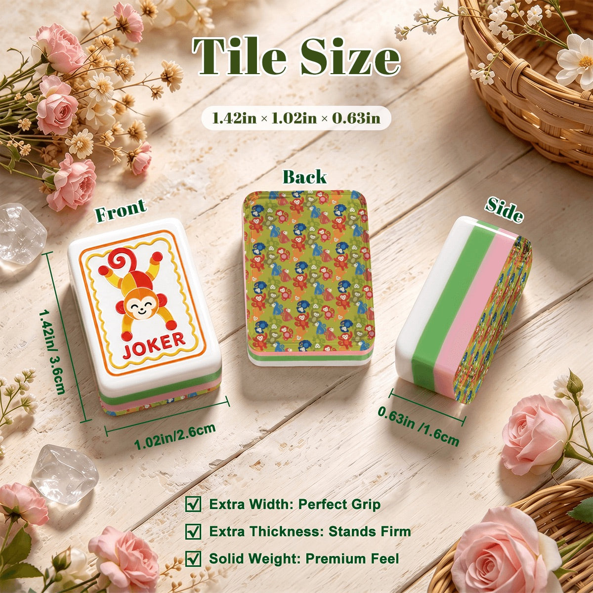 Modern Folk American Mahjong Tiles  4Layer Acrylic in multiple designs