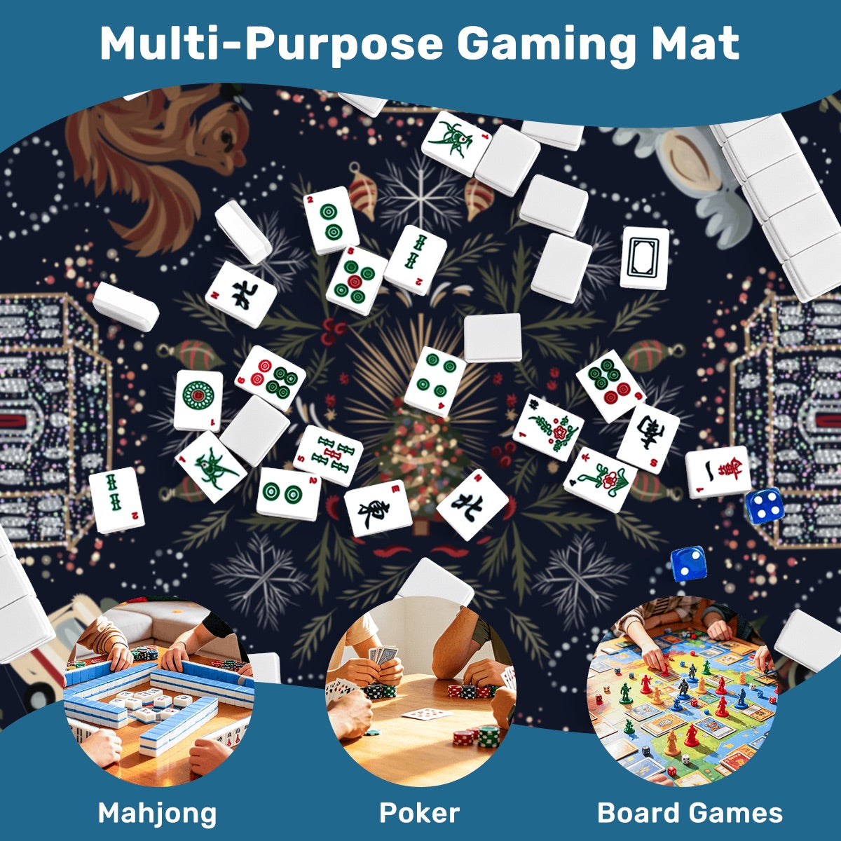 Mahjong Mat SleekSurface (Made in USA) Christmas memories and traditions