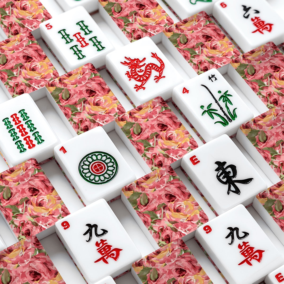 Hand painted Roses American Mahjong Tiles