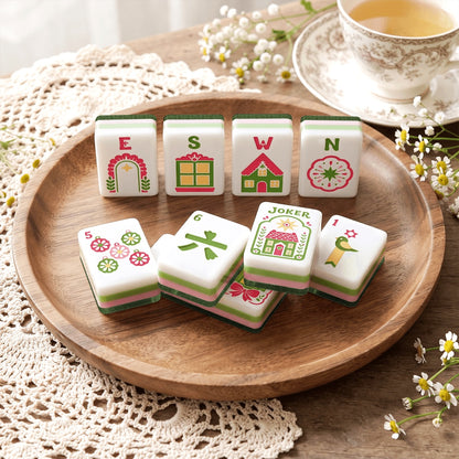Scandi Folk Art Christmas Mahjong Tiles Green Sweater